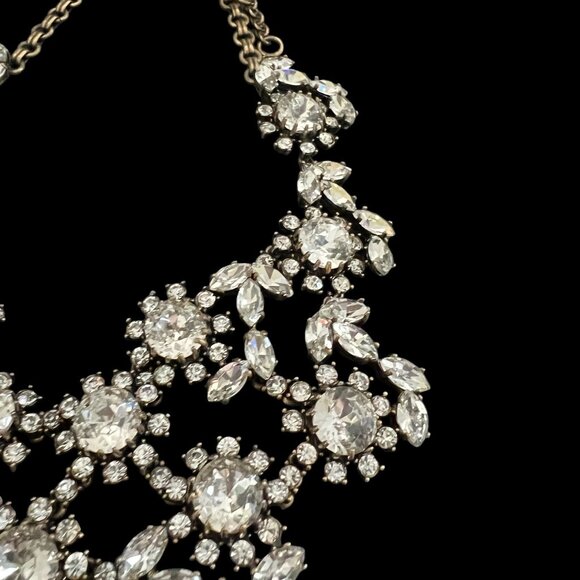 J Crew Czech Glass Crystal Floral Bib Statement Necklace Gold Plated Wedding WOW - Picture 7 of 16